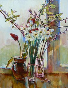 Forårsblomster ved vinduet af Andrii Kutsachenko
