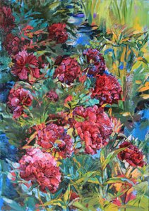 Farverige blomster i haven