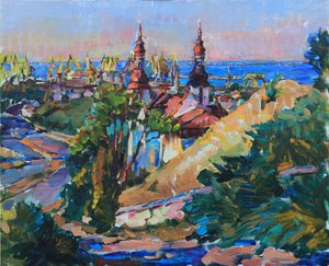 Livlig havneby af Andrii Kutsachenko