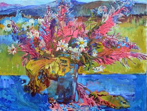 Farverig buket med vilde blomster af Andrii Kutsachenko