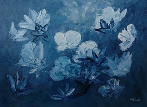 Blå abstrakte blomster af Angeles M. Pomata