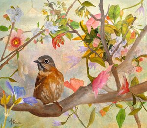 Charmerende fugl i blomst af Angeles M. Pomata