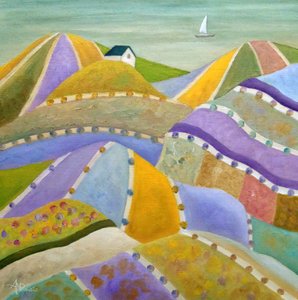 Farverige patchwork-bakker af Angeles M. Pomata