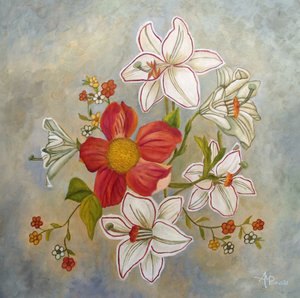 Rød-hvid blomsterbuket af Angeles M. Pomata