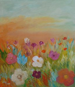 Farverigt blomsterfelt af Angeles M. Pomata