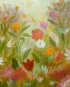 Farverig blomsterhave