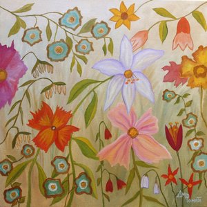 Farverige blomster i haven af Angeles M. Pomata