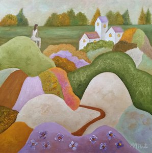 Et fantasifuldt landsbylandskab af Angeles M. Pomata