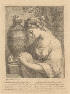 En kvinde, der græder ved siden af en urne af Angelica Kauffmann