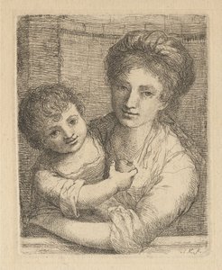 Mor, der holder et barn med et æble af Angelica Kauffmann