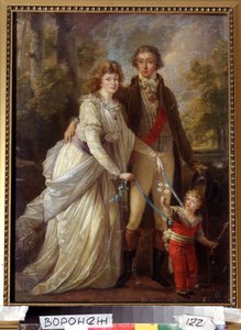 "" Familieportræt "" En familie af den schweiziske adel, barnet holdes af sin mor med bånd. Maleri af Angelika Kauffmann (Angelica Kauffmann af Angelica Kauffmann
