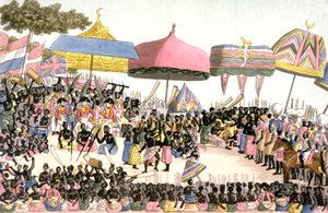 Den engelske ambassade i Elfenbenskysten, ca. 1820 (kobberstik) af Angelo (after) Biasioli
