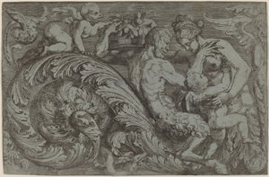 Dekorativt panel med mytologiske figurer af Angelo Falconetto