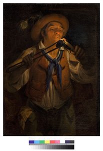 Bonde tænder et lys med en gløder, 1850