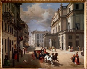 Udsigt over pladsen i Teatro alla Scala, Milano
