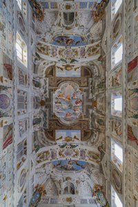 Loft i salen med Bologna-kvartererne, Vagthallen, Este Ducal Palace, Sassuolo, Italien af Angelo Michele Colonna