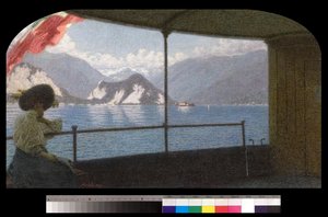 En båd på Lago Maggiore, 1915 af Angelo Morbelli