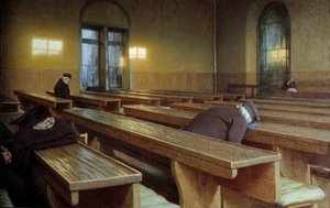 Fejringsdag på Trivulzio hospice i Milano. Maleri af Angelo Morbelli (1853-1919) af Angelo Morbelli