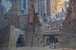 Scenografi til Opera Aida af Giuseppe Verdi, 1923. af Angelo Parravicini