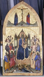 Madonna og barn på tronen med engle og hellige, ca. 1360-70 (tempera på poppeltræ)