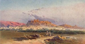 Athen og Akropolis (farve litho)