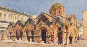 Panagia Kapnikari-kirken, Athen (sort litho)