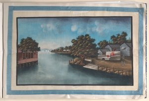 Album med tolv malerier af scener langs en flod af Anglo-Chinese School