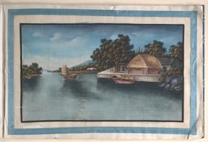 Album med tolv malerier af scener langs en flod af Anglo-Chinese School