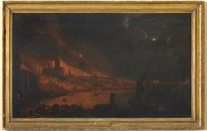 The Great Fire of London, ca. 1666-1700 (olie på lærred) af Anglo Dutch School