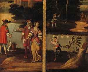 Firedobbelt dobbeltsidet skærm, ca.1700