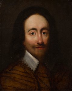 Portræt af kong Charles I (olie på forgyldt læder)