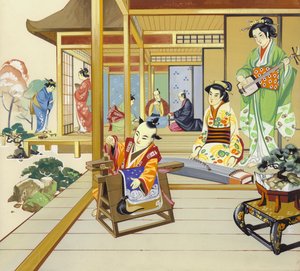 Japansk hus fra det 18. århundrede (gouache på papir) af Angus McBride
