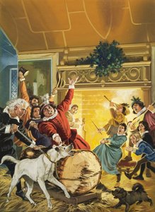 Bringing in the Yule Log (gouache på papir) af Angus McBride