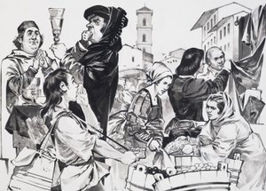 Florentine Trading (gouache på papir) af Angus McBride