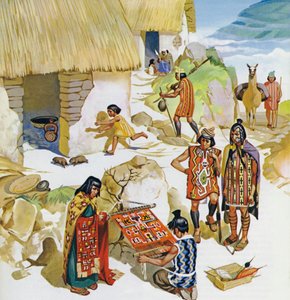 Hjem i Peru, ca. 100 e.Kr. (farvelitografi) af Angus McBride