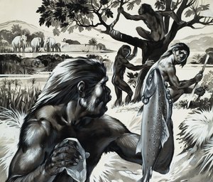 Mankind in the Making (gouache på papir) af Angus McBride