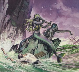 Havfruer (farvelitografi) af Angus McBride