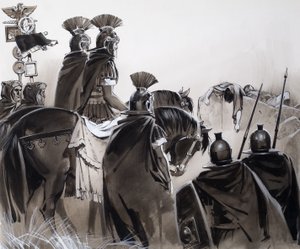 Romerske soldater efter et slag (gouache på papir) af Angus McBride