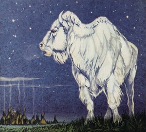 Den hvide bøffel (farvelitografi) af Angus McBride