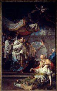 Borromee kommunikerer pestifere. Saint Charles Borromee (Carlo Borromeo af Anicet Charles Gabriel Lemonnier