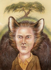 Wes Anderson, 2009 (akryl på illustrationsplade) af Anita Kunz