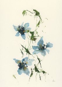 Blå akvarelblomster