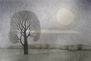 Februar Månen, 2010 (farvet blyant på papir)