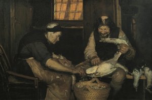 Gamle par, der plukker måger. Lars Gaihede og gamle Lene af Anna Ancher