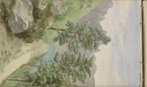 Bjerglandskab med vand ved Glion af Anna Catharina Maria van Eeghen (possibly)