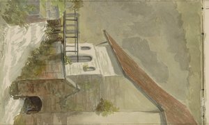 Hus på en kanal i Valkenburg af Anna Catharina Maria van Eeghen (possibly)