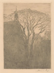 Træ ved en kirke af Anna Catharina Maria van Eeghen (signed by artist)