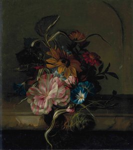 Solsikke, snerle og tofarvet tulipan af Anna Elisabeth Ruysch
