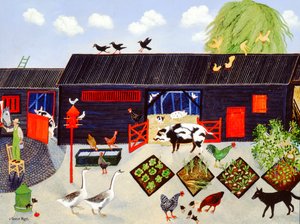 Bønneplukning, 2004 (akryl) af Anna Pugh
