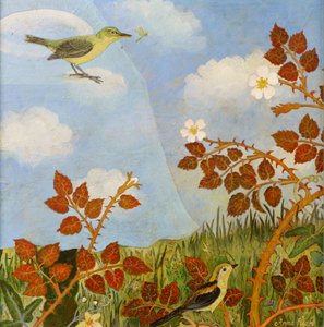 Fugle på en sky, 2023 (akryl) af Anna Pugh